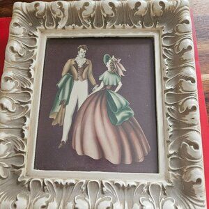 vintage 1940s Turner Art Victorian southern belle&gentlman print in frame